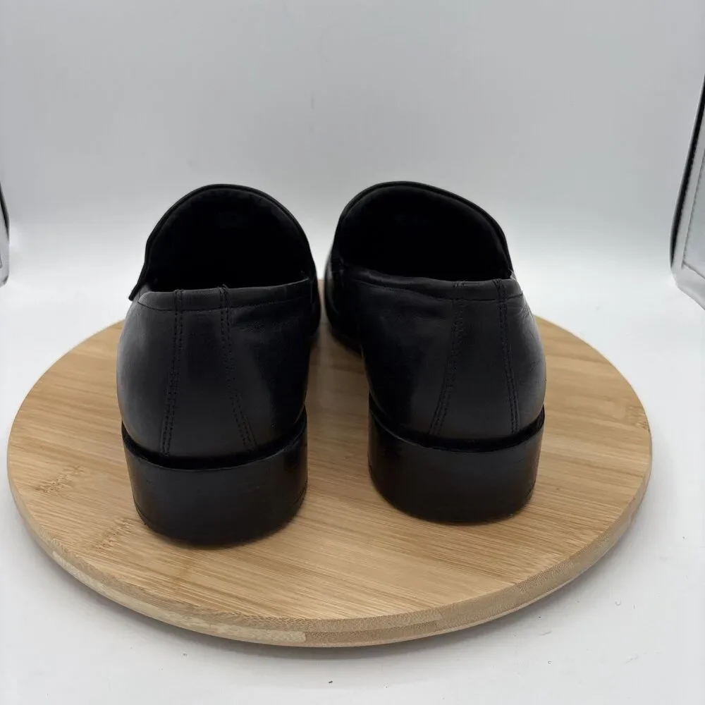 Ecco Stealth Artisan Mens Black Leather Penny Loafer Comfort Slipon Dress sz 10